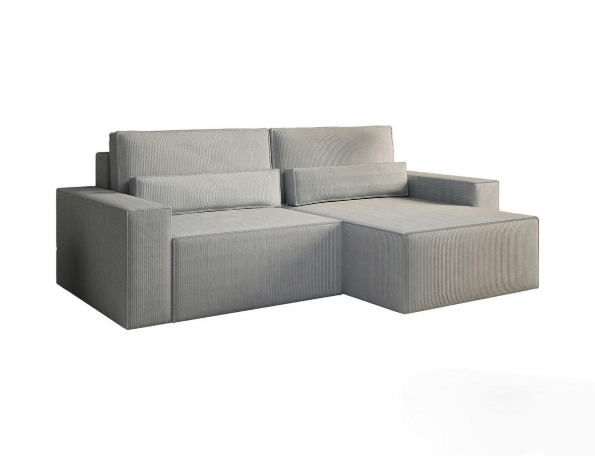 ECKSOFA BRAZIL MINI L Hellgrau Schlaffunktion, Rücken echt  - Hellgrau, Design, Textil (248/162cm) - MID.YOU
