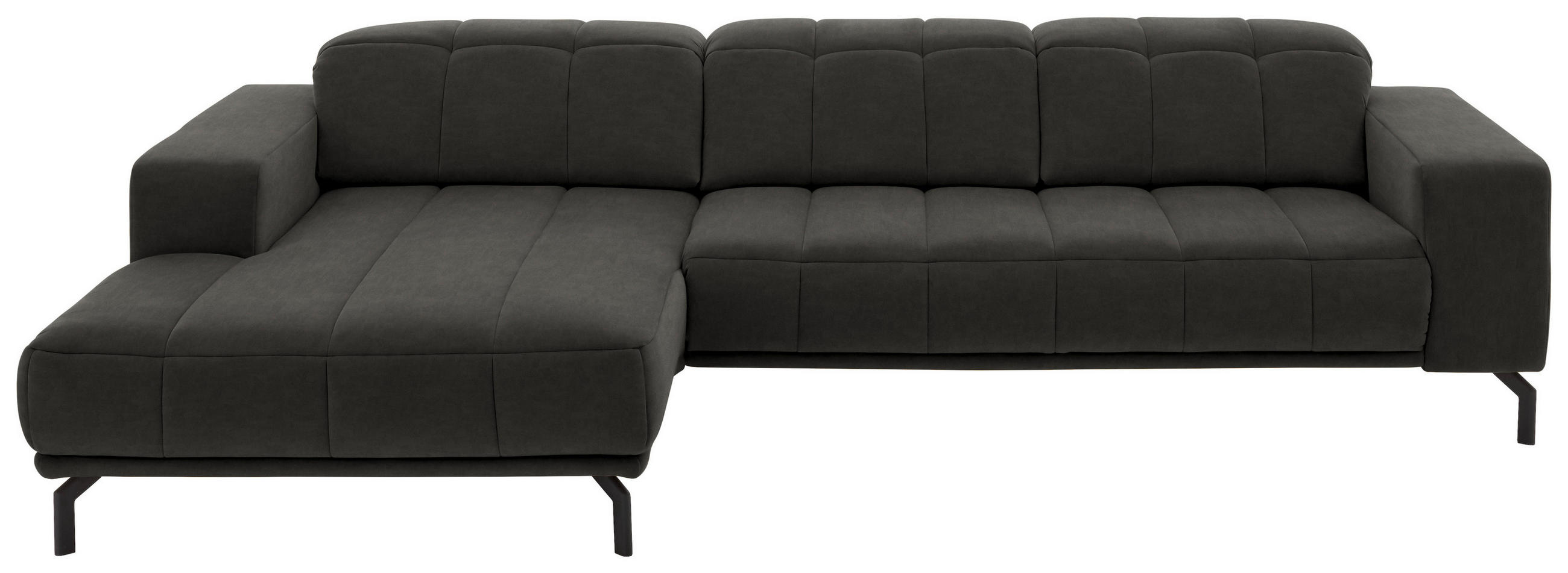 ECKSOFA in Velours Grau  - Schwarz/Grau, Design, Textil/Metall (195/293cm) - Beldomo Style