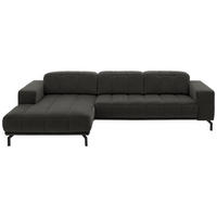 ECKSOFA in Velours Grau  - Schwarz/Grau, Design, Textil/Metall (195/293cm) - Beldomo Style