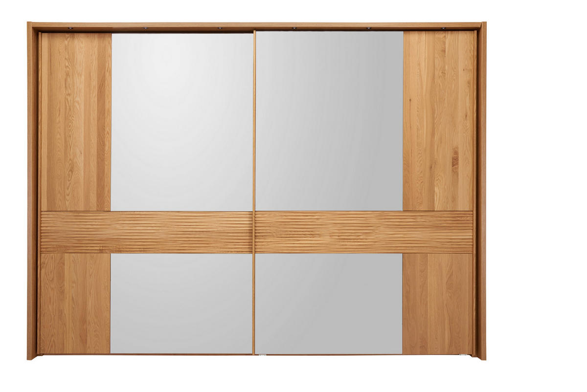 ŠATNÍ SKŘÍŇ SE ZRCADLEM, dub, farba duba, 250/236/67 cm - farba duba/chrómová, Konventionell, kov/drevo (250/236/67cm) - Dieter Knoll