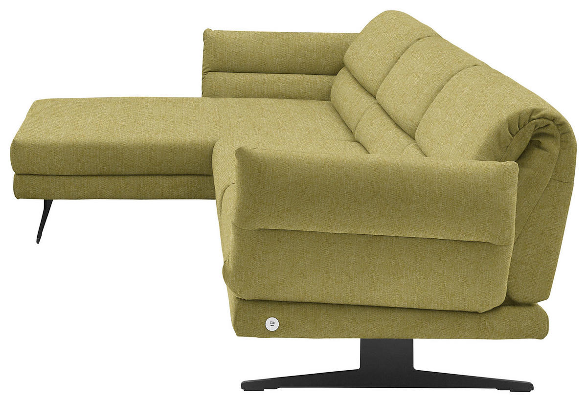 ECKSOFA in Flachgewebe Hellgrün  - Schwarz/Hellgrün, Design, Textil/Metall (176-217/279-327cm) - Dieter Knoll