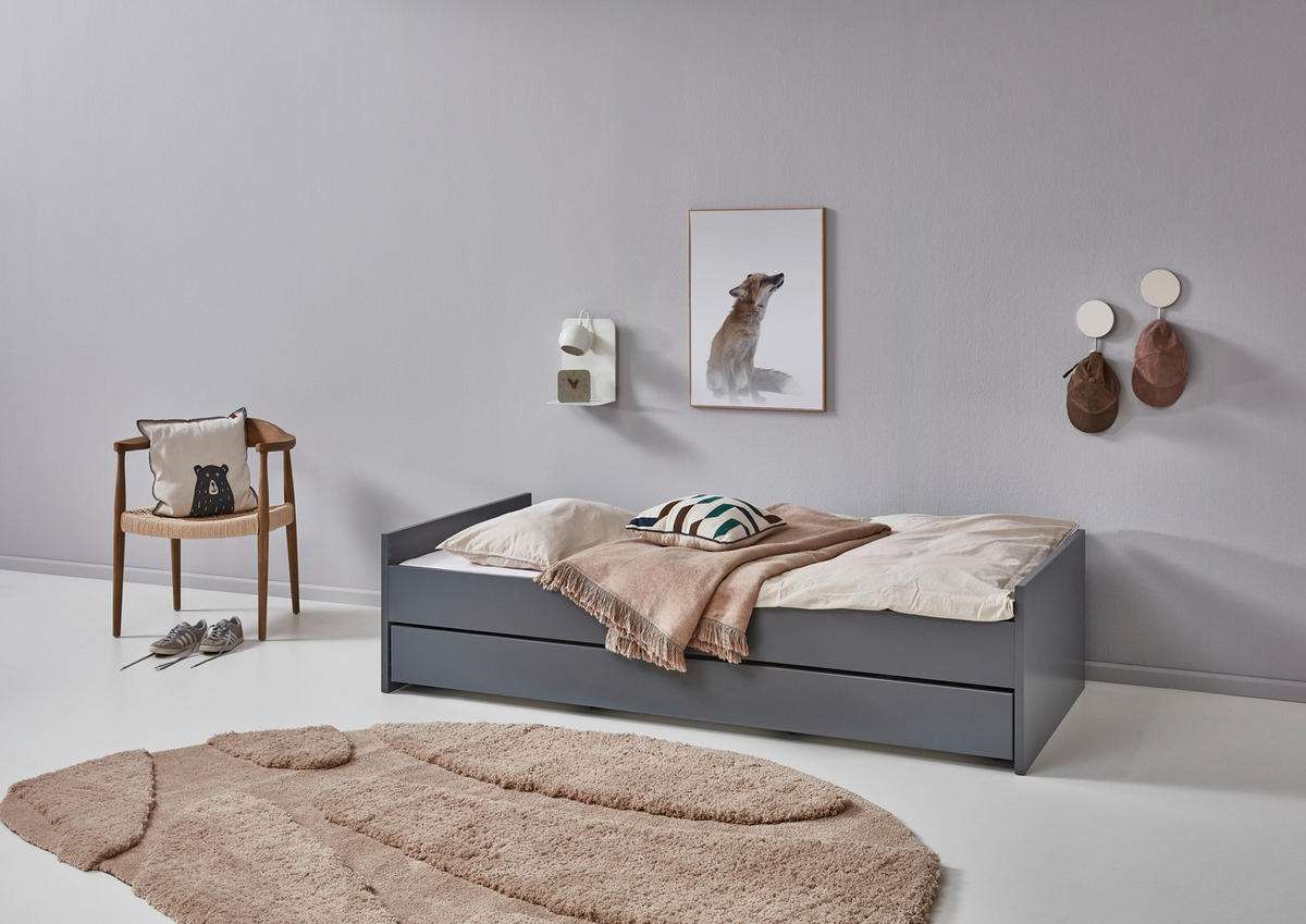 BETTKASTEN Anthrazit  - Anthrazit, LIFESTYLE, Holzwerkstoff/Kunststoff (94/20/199cm) - Stylife