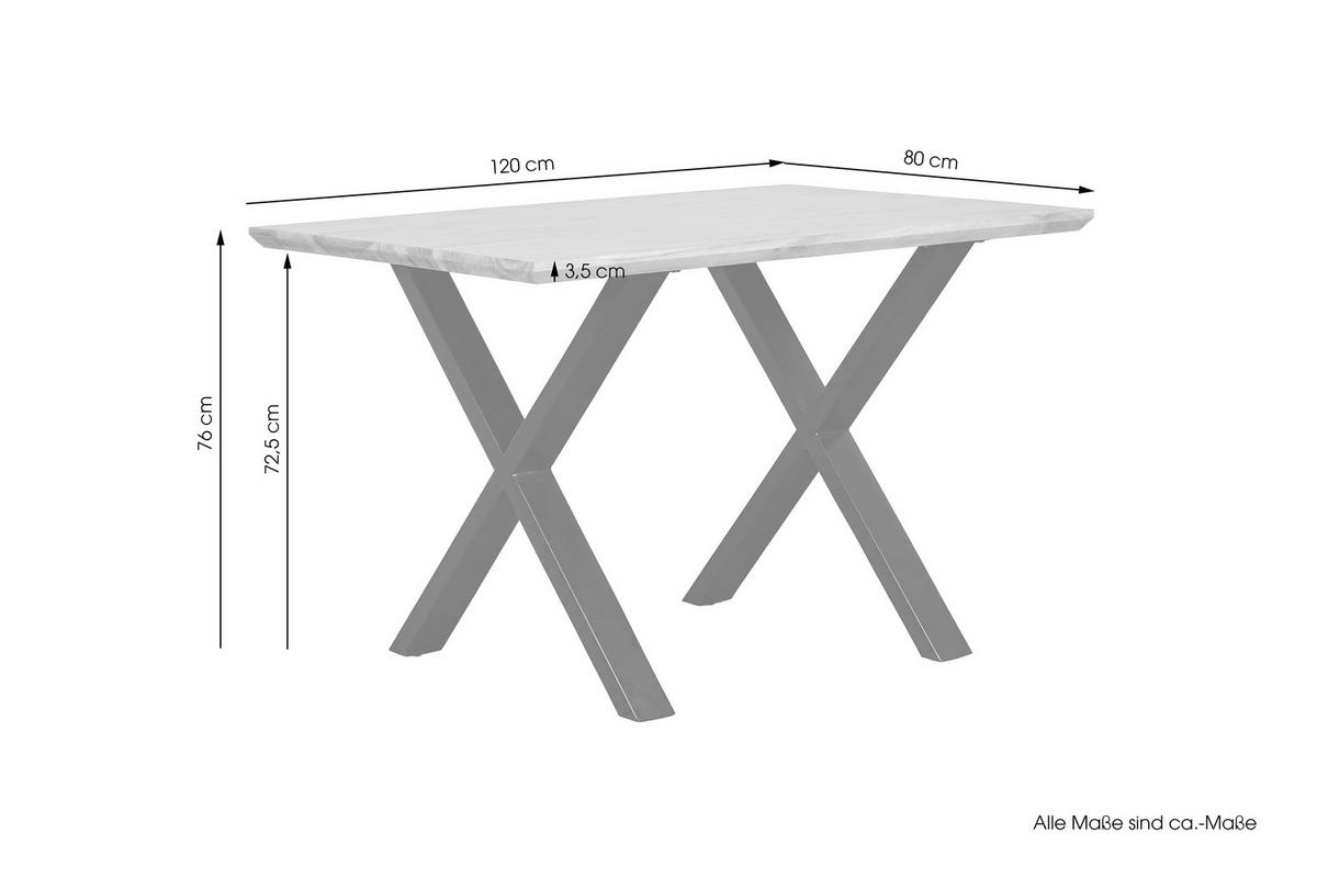 ESSTISCH 120/80/76 cm Echtholz  Holz, Metall rechteckig Akaziefarben  - Schwarz/Akaziefarben, MODERN, Holz/Metall (120/80/76cm) - MID.YOU