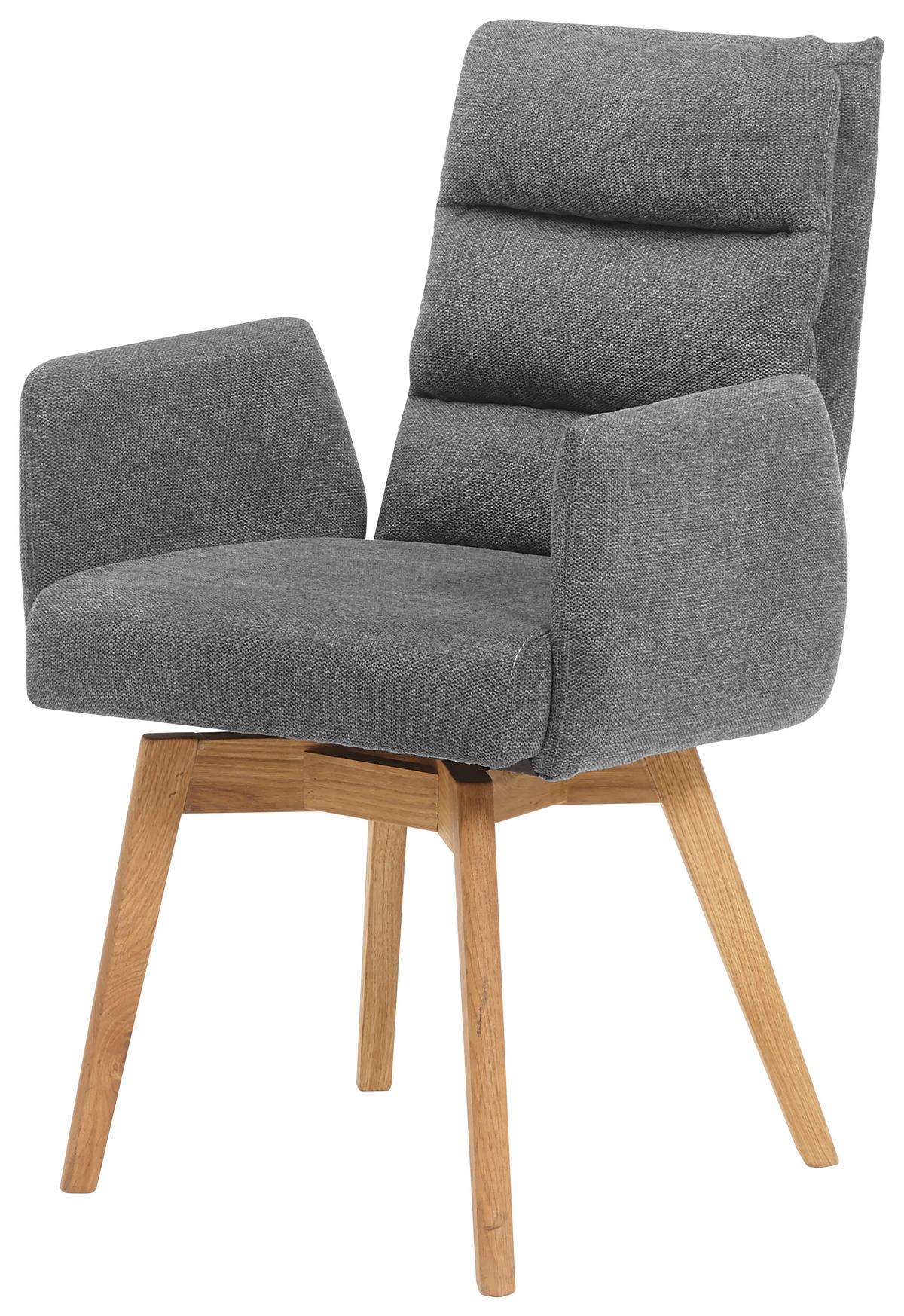 ARMLEHNSTUHL  in Webstoff  - Eichefarben/Dunkelgrau, Basics, Holz/Textil (60/92/65cm) - MID.YOU