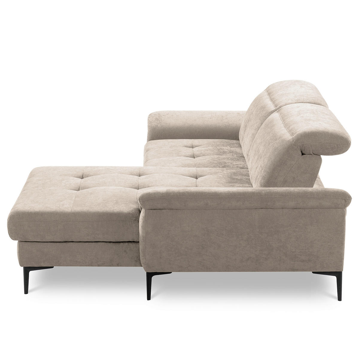 ECKSOFA  Webstoff Taupe  - Taupe/Schwarz, Design, Textil/Metall (268/195cm) - Livetastic