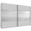 SCHWEBETÜRENSCHRANK 250/217/67 cm 2-türig Weiß  - Chromfarben/Weiß, KONVENTIONELL, Glas/Holzwerkstoff (250/217/67cm) - Voleo