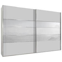 SCHWEBETÜRENSCHRANK 250/217/67 cm 2-türig Weiß  - Chromfarben/Weiß, KONVENTIONELL, Glas/Holzwerkstoff (250/217/67cm) - Voleo