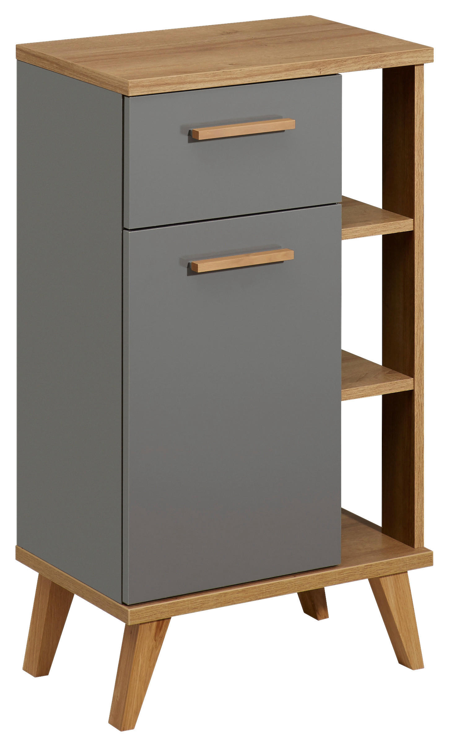 UNTERSCHRANK 50,5/89,5/33 cm   - Eichefarben/Grau, KONVENTIONELL, Glas/Holzwerkstoff (50,5/89,5/33cm) - Xora