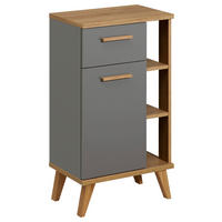 UNTERSCHRANK 50,5/89,5/33 cm   - Eichefarben/Grau, KONVENTIONELL, Glas/Holzwerkstoff (50,5/89,5/33cm) - Xora