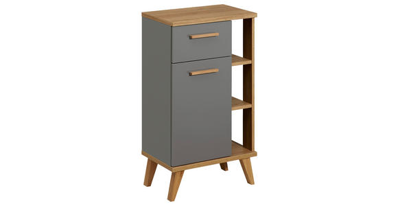 UNTERSCHRANK 50,5/89,5/33 cm   - Eichefarben/Grau, KONVENTIONELL, Glas/Holzwerkstoff (50,5/89,5/33cm) - Xora
