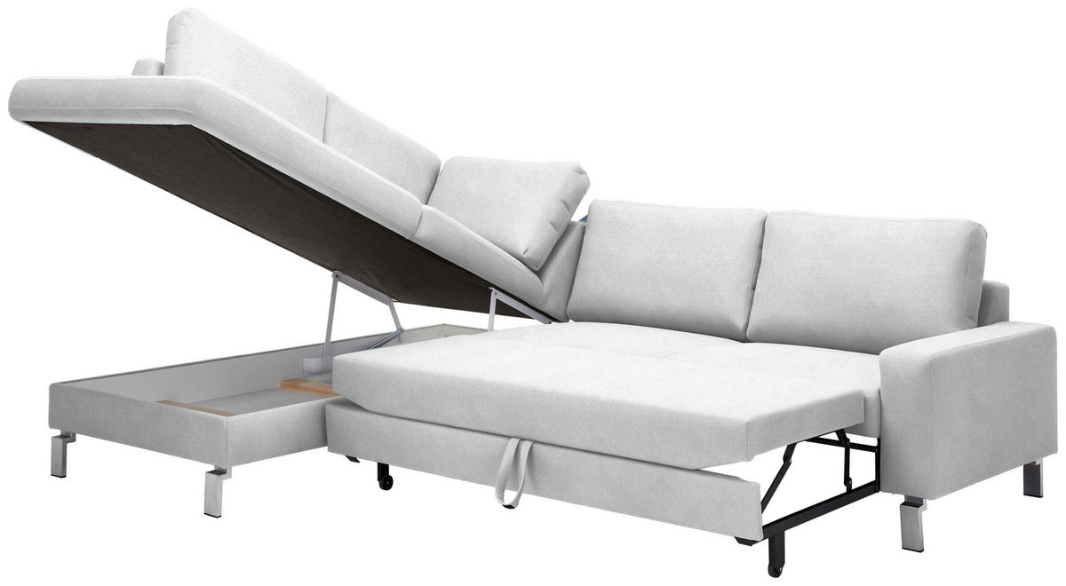 ECKSOFA in Flachgewebe Silberfarben  200/276 cm  - Chromfarben/Silberfarben, Design, Textil/Metall (200/276cm) - Hom`in