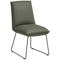 STUHL  Lederauswahl, Stoffauswahl, abwischbar  Echtleder  - Graphitfarben/Grau, Design, Leder/Metall (52/85/66cm) - Cassando