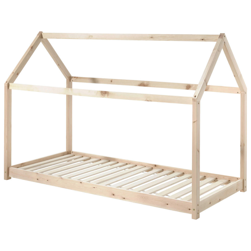 Thumbnail - Vipack Hausbett, Natur, Textil, Kiefer, teilmassiv, H1, Höhe ca. 10 cm, 90x200 cm, nicht verstellbar,bodentiefer Einstie...