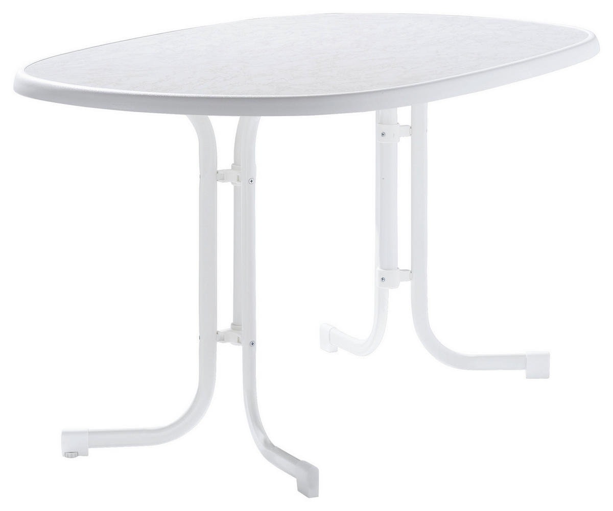 GARTENKLAPPTISCH 140/90/72 cm Metall oval  - Weiß, Basics, Kunststoff/Metall (140/90/72cm) - Sieger