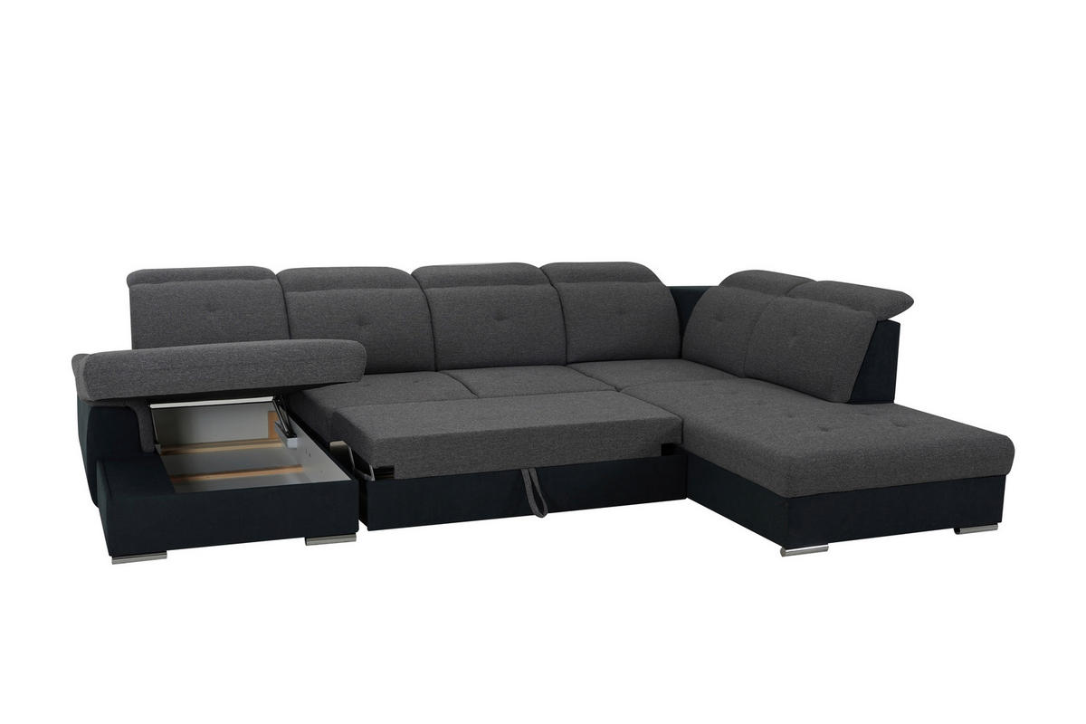 SEDACÍ SOUPRAVA, textil, černá, tmavě šedá - barvy stříbra/černá, Design, textil/plast (187/365/263cm) - Cantus