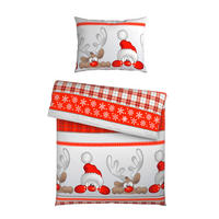 karácsonyi ágynemű "SANTA" 140/200 cm  - piros/szürke, textil (140/200cm) - X-Mas