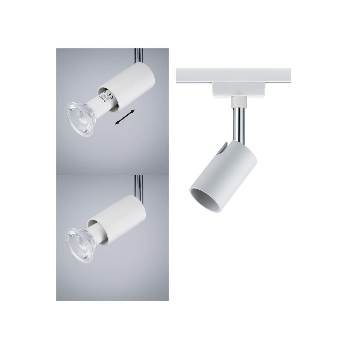 SCHIENENSYSTEM-STRAHLER URail 5,8/11/6,6 cm   - Weiß, Design, Metall (5,8/11/6,6cm) - Paulmann
