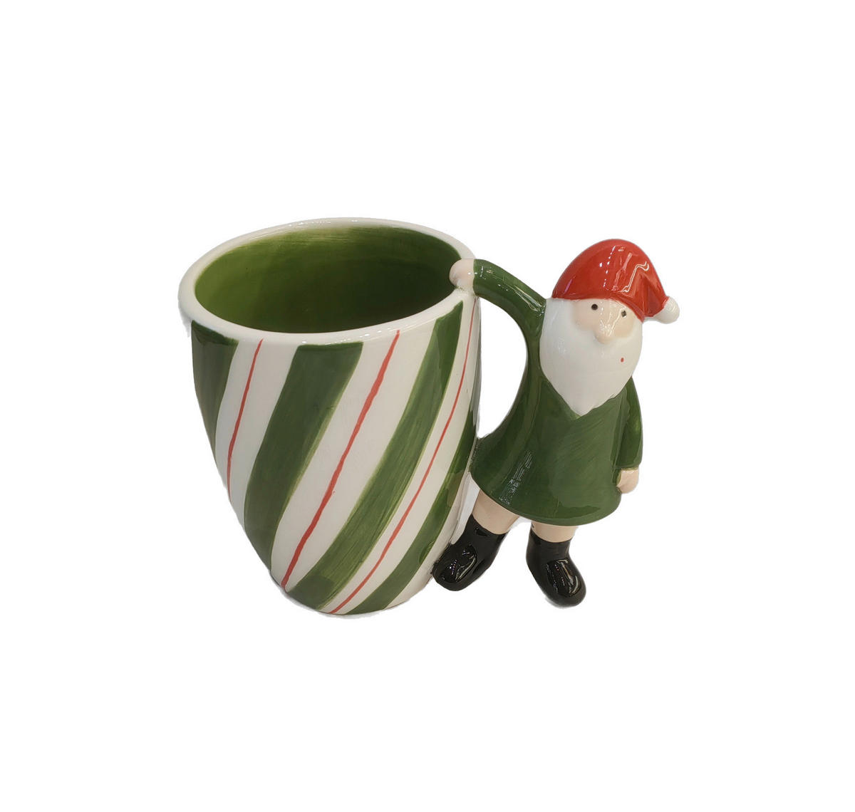 KAFFEEBECHER  350 ml   - Weiß/Grün, LIFESTYLE, Keramik (14,8/12,7/9,2cm) - X-Mas