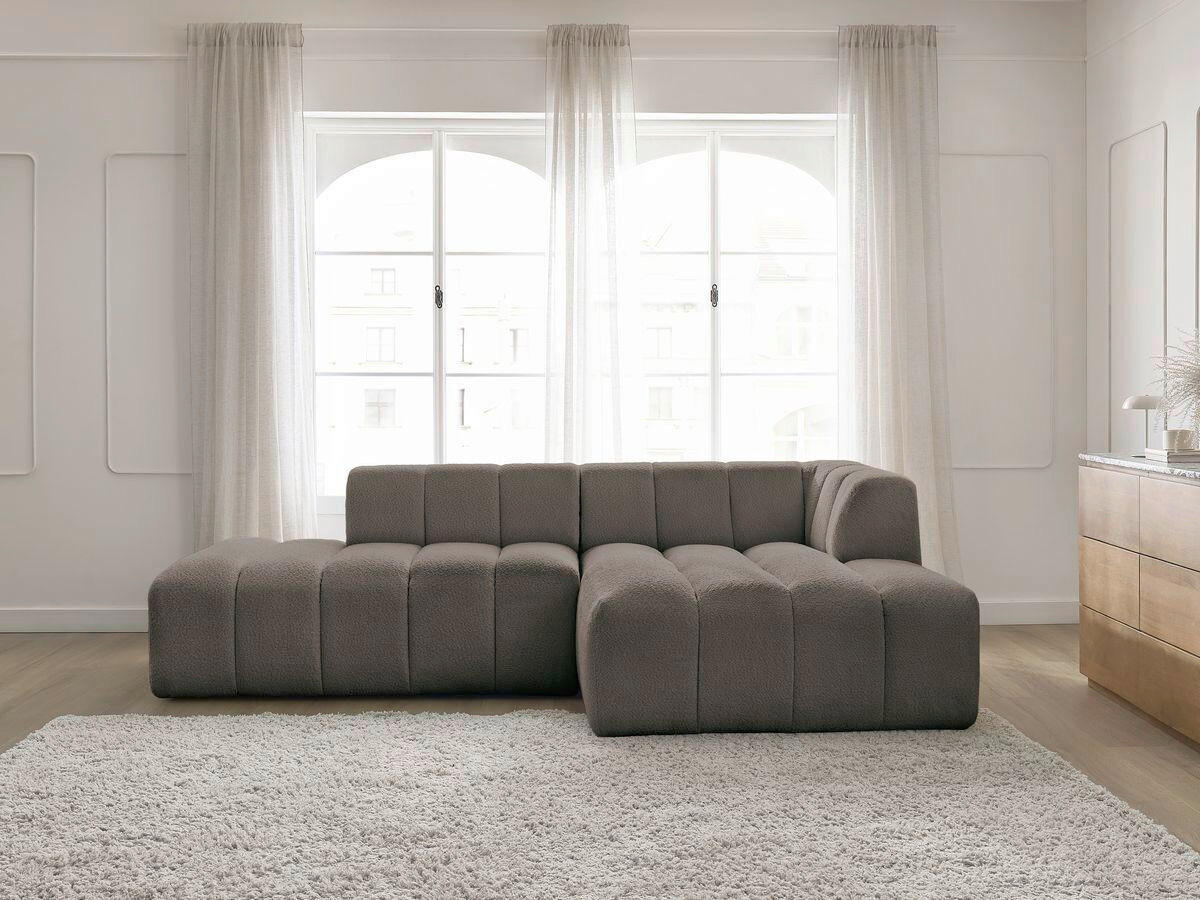 ECKSOFA  ANNECY Taupe Bouclé  - Taupe/Schwarz, MODERN, Kunststoff/Textil (262/170cm)
