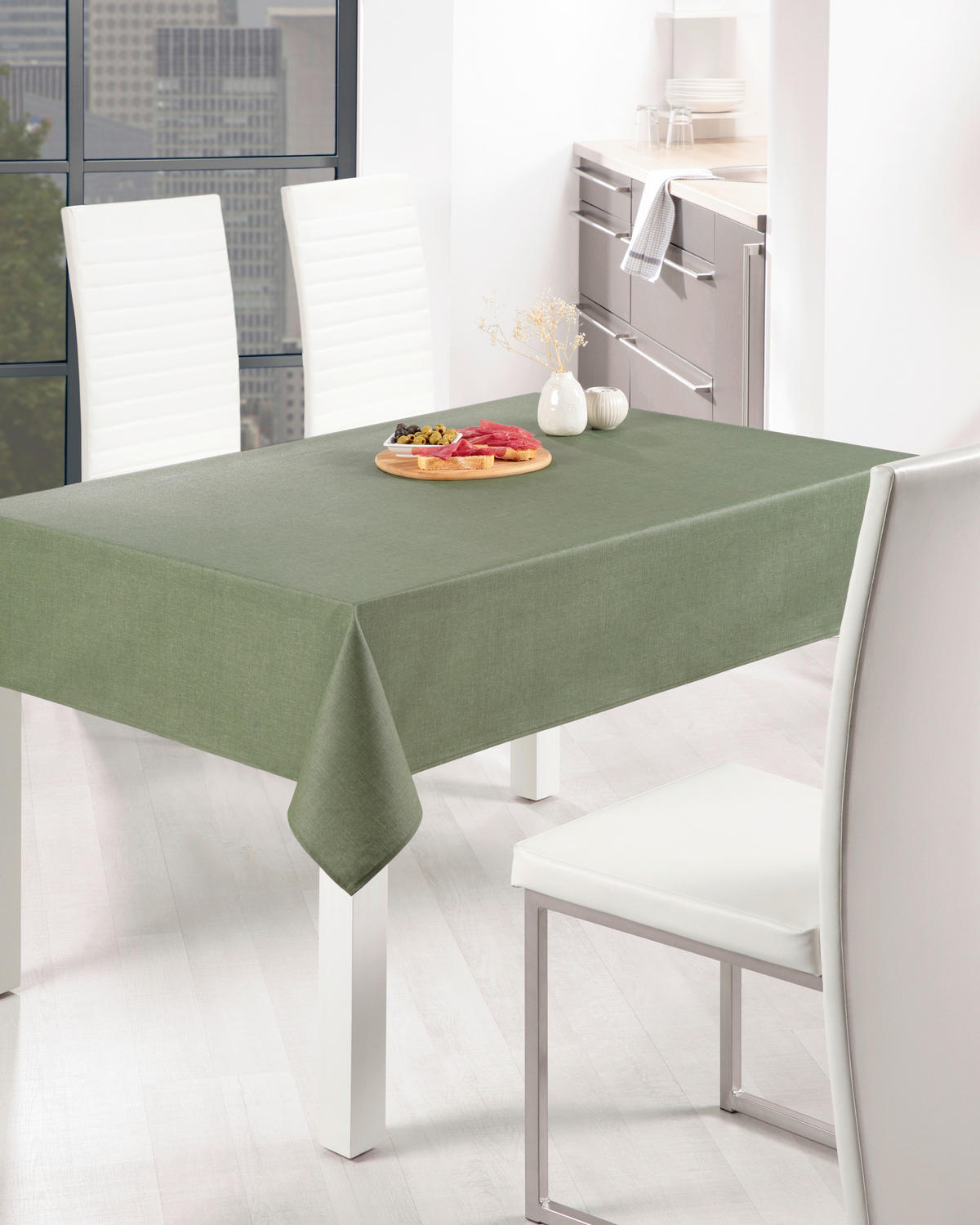 TISCHDECKE OSLO Textil Olivgrün 130/160 cm  - Olivgrün, Basics, Textil (130/160cm) - Peyer Syntex