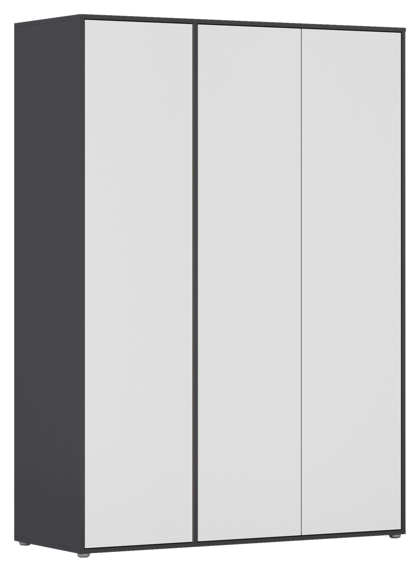 DREHTÜRENSCHRANK 140/194/53 cm 3-türig Grau, Weiß  - Weiß/Grau, MODERN, Holzwerkstoff (140/194/53cm) - Rauch Möbel