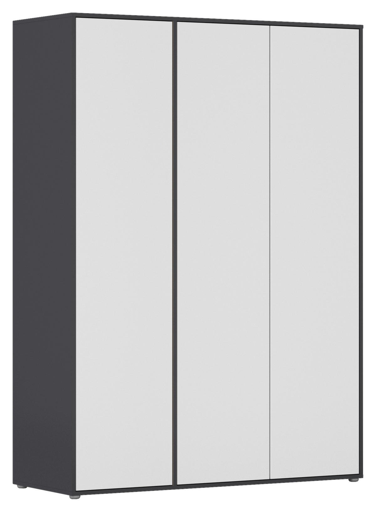 DREHTÜRENSCHRANK in Grau, Weiss  - Weiss/Grau, Modern, Holzwerkstoff (140/194/53cm) - Rauch Möbel
