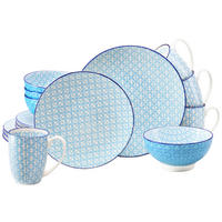 KOMBISERVICE Weiß, Hellblau Mediterran Blau 16-teilig 4 Personen  - Weiß/Hellblau, Basics, Keramik - Creatable