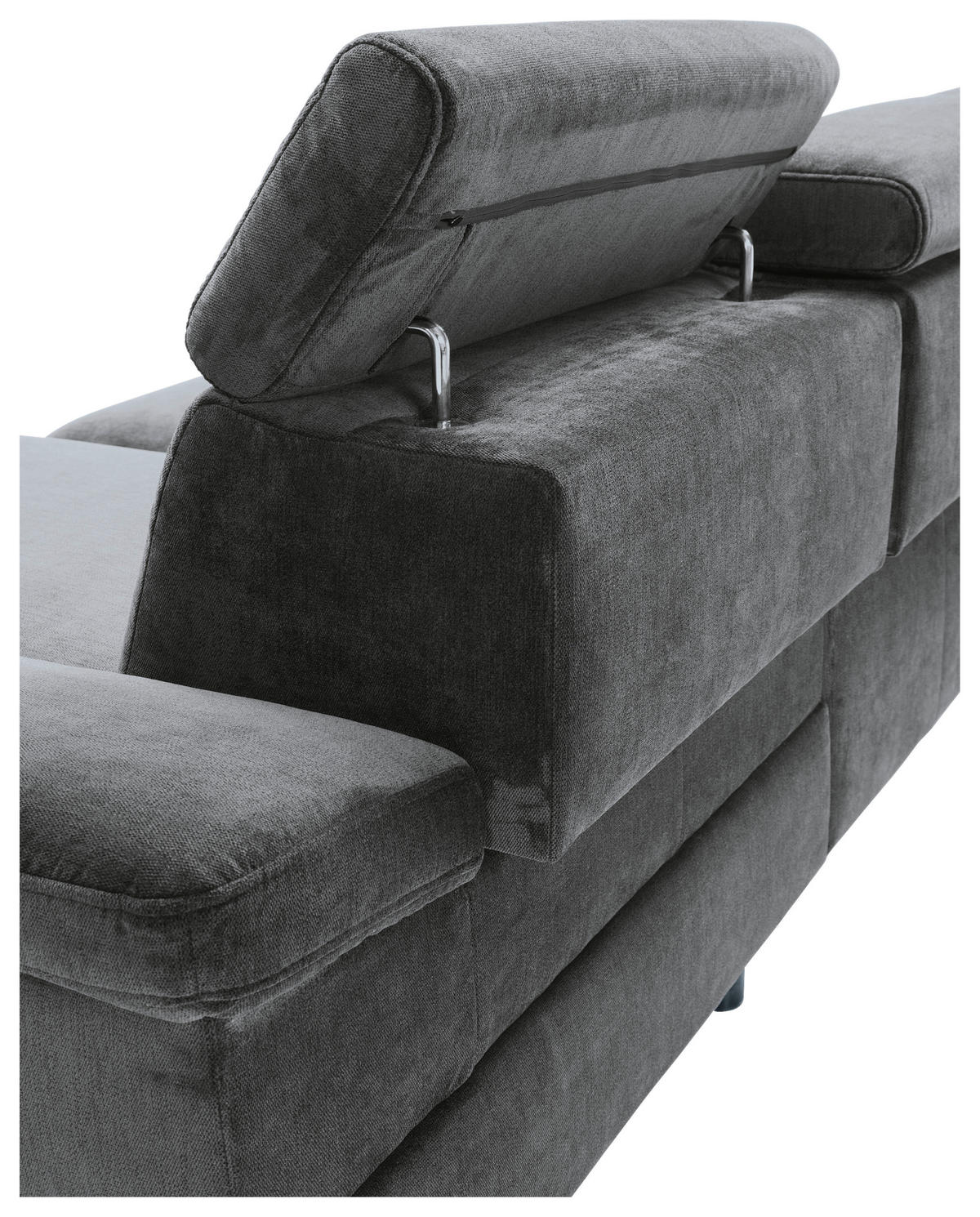 ECKSOFA RIMA Anthrazit Velours  - Anthrazit/Silberfarben, MODERN, Textil/Metall (262/182cm) - Trendmanufaktur