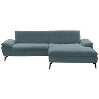 ECKSOFA in Webstoff Blaugrau  295/197 cm  - Blaugrau/Schwarz, Design, Textil/Metall (295/197cm) - Valdera