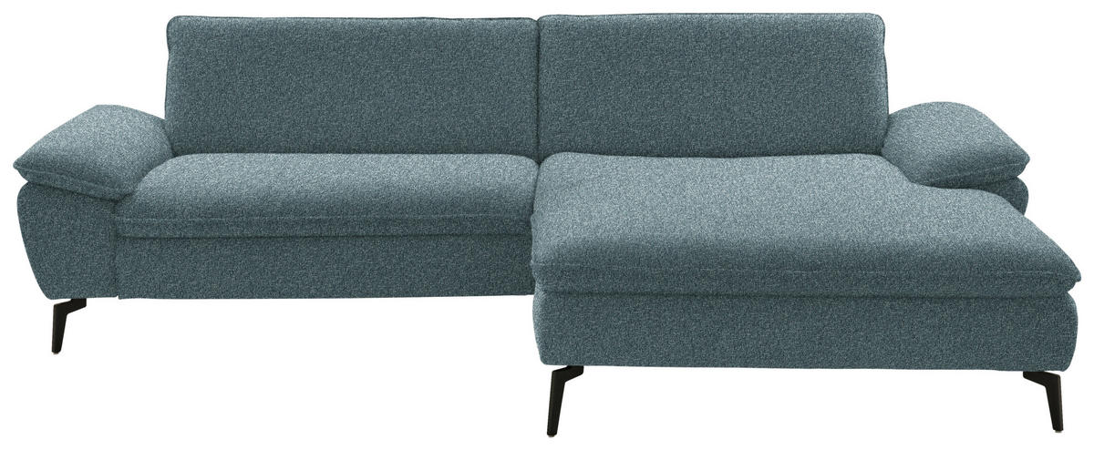 ECKSOFA in Webstoff Blaugrau  295/197 cm  - Blaugrau/Schwarz, Design, Textil/Metall (295/197cm) - Valdera