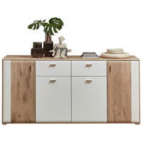 SIDEBOARD  in 180/86/50 cm  - Eichefarben/Silberfarben, KONVENTIONELL, Holzwerkstoff/Metall (180/86/50cm) - Xora