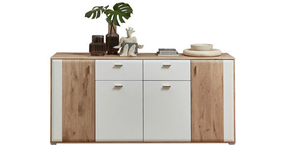 SIDEBOARD  180/86/50 cm 2 Schublade(n)  - Eichefarben/Silberfarben, KONVENTIONELL, Holzwerkstoff/Metall (180/86/50cm) - Xora