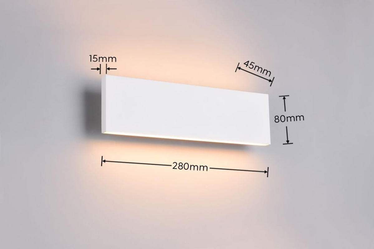 LED-WANDLEUCHTE - Weiss, Design, Kunststoff/Metall (28/8/4,5cm) - Novel