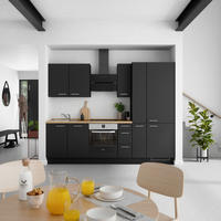 KÜCHENBLOCK 270 cm   in Schwarz, Eichefarben  - Edelstahlfarben/Eichefarben, MODERN, Holzwerkstoff/Metall (270cm) - Nobilia