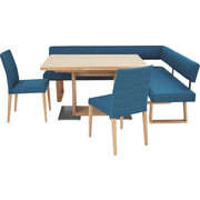ECKBANKGRUPPE in Holz, Textil Blau, Eichefarben, Opal - Blau/Eichefarben, KONVENTIONELL, Holz/Textil (200/160cm) - Anrei
