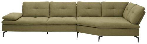 ECKSOFA in Flachgewebe Olivgrün  - Schwarz/Olivgrün, Design, Textil/Metall (344/157cm) - Chilliano
