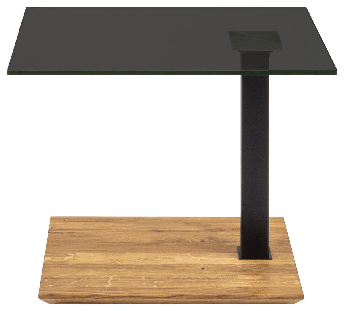 BEISTELLTISCH Holz, Metall, Glas 55/47/47-65 cm  - Eichefarben/Schwarz, Natur, Glas/Holz (55/47/47-65cm) - Novel