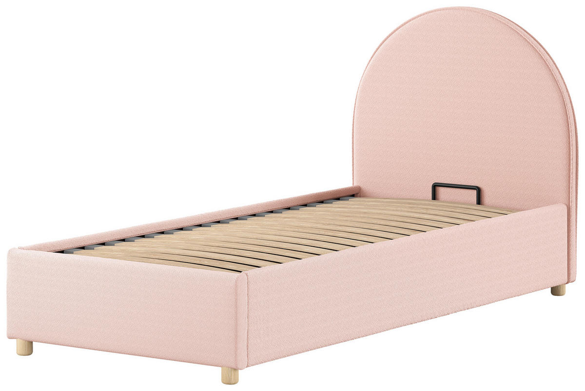 KINDER-/JUNIORBETT - Naturfarben/Rosa, ROMANTIK / LANDHAUS, Holz/Textil (90/200cm) - Vipack