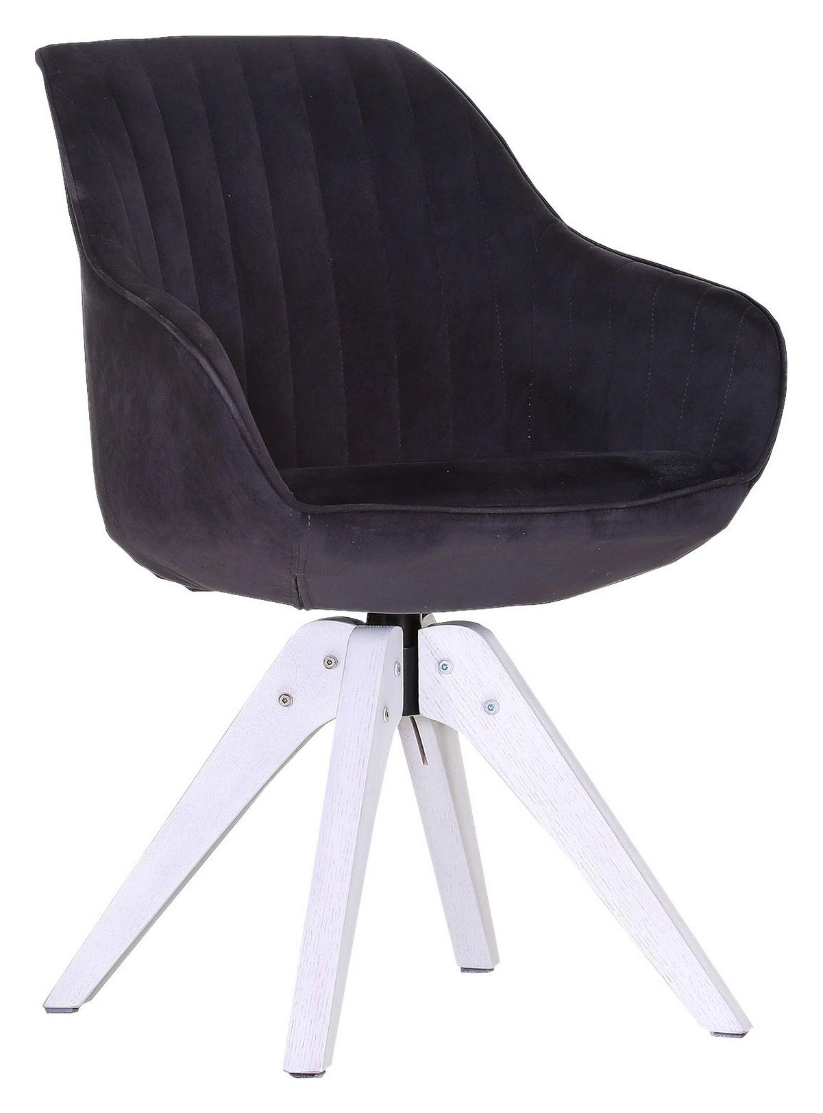 ARMLEHNSTUHL  in Flachgewebe  - Dunkelgrau/Weiß, Design, Holz/Textil (60/83/65cm) - Livetastic