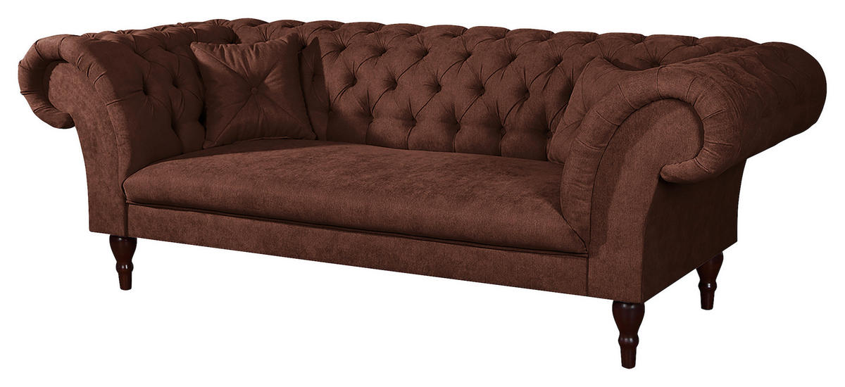 3-SITZER-SOFA Mikrofaser Braun  - Braun/Cappuccino, Design, Holz/Textil (232/79/97cm) - Livetastic