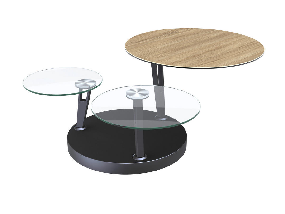 COUCHTISCH in Metall, Glas, Keramik 77/77/43 cm  - Eichefarben/Transparent, Design, Glas/Keramik (77/77/43cm) - Dieter Knoll