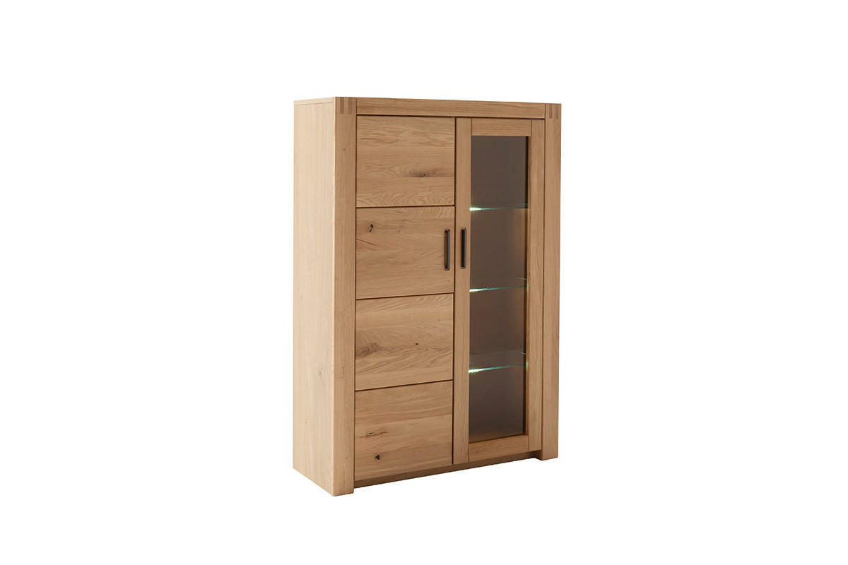 HIGHBOARD  in 97/139/37 cm  - Eichefarben/Anthrazit, Design, Glas/Holz (97/139/37cm) - Livetastic