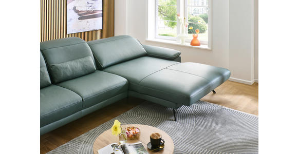 ECKSOFA in Echtleder Opal  - Opal/Schwarz, Design, Leder/Metall (332/193cm) - Dieter Knoll