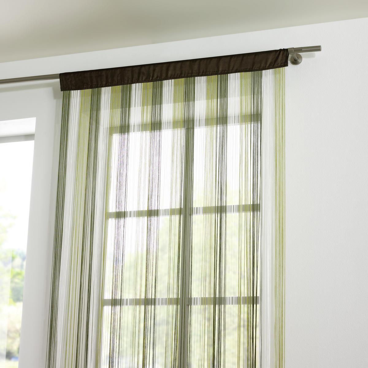 FADENVORHANG transparent  - Dunkelgrün/Naturfarben, Basics, Textil (90/245cm) - Boxxx