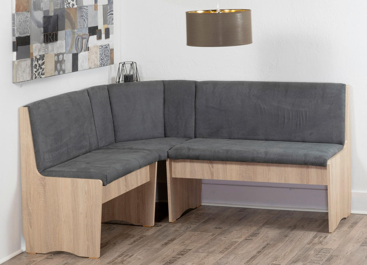 ECKBANKGRUPPE Mikrofaser Sonoma Eiche, Grau  - Grau/Sonoma Eiche, KONVENTIONELL, Holz/Textil (125/89/125cm) - MID.YOU