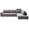 ECKSOFA  in Velours Dunkelgrau  281/200 cm  - Chromfarben/Dunkelgrau, Design, Textil/Metall (281/200cm) - Pure Home Lifestyle