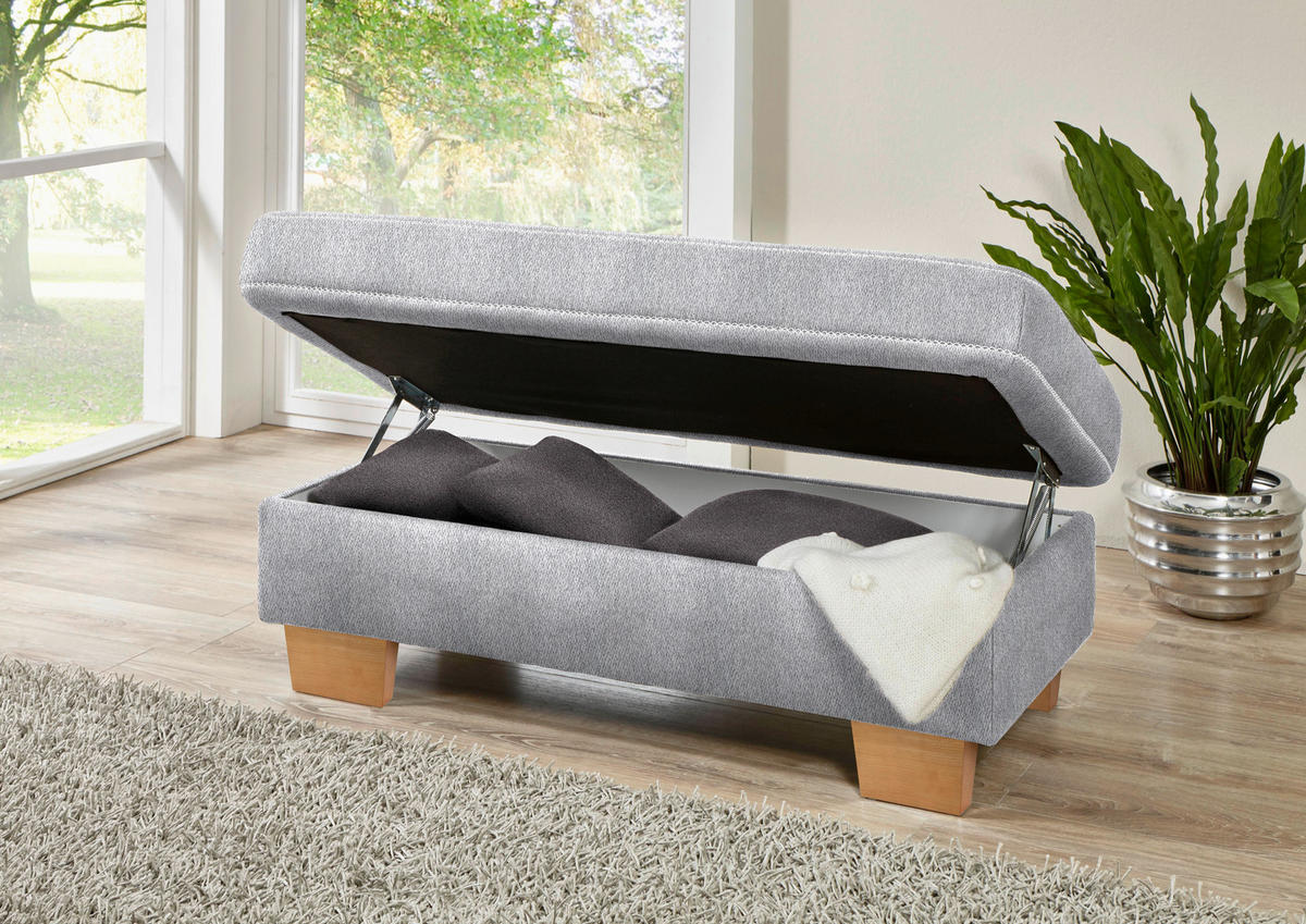 ECKSOFA  in Mikrofaser Hellgrau  273/226 cm  - Eichefarben/Beige, Natur, Holz/Textil (273/226cm) - Beldomo System