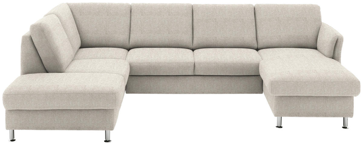 WOHNLANDSCHAFT in Flachgewebe Beige  - Chromfarben/Beige, Konventionell, Textil/Metall (200/305/168cm) - Beldomo System