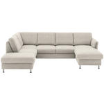 WOHNLANDSCHAFT in Flachgewebe Beige  - Chromfarben/Beige, KONVENTIONELL, Textil/Metall (200/305cm) - Voleo