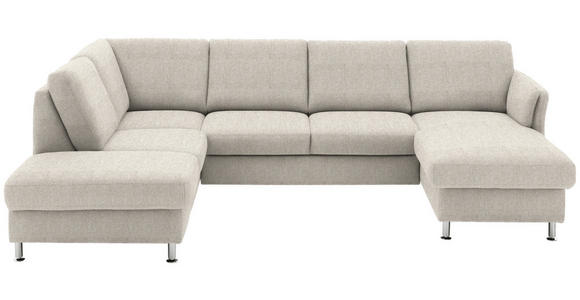 WOHNLANDSCHAFT in Flachgewebe Beige - Chromfarben/Beige, KONVENTIONELL, Textil/Metall (200/305cm) - Voleo